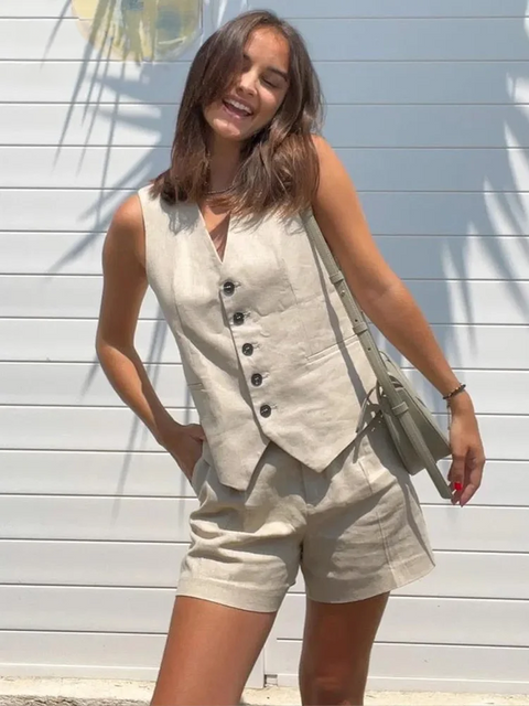 Linen Blend Vest